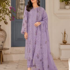 Lavender Noor – Premium Unstitched Embroidered 3 Piece Lawn Suit