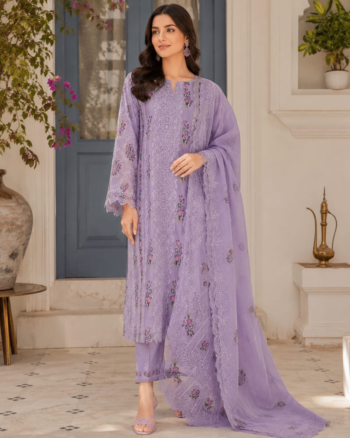 Lavender Noor – Premium Unstitched Embroidered 3 Piece Lawn Suit