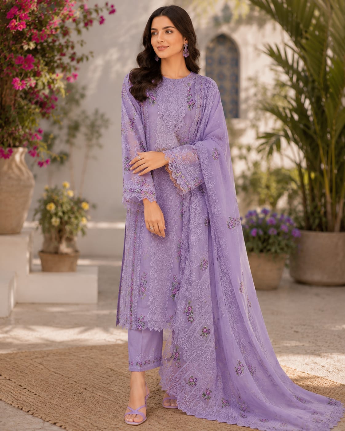 Lavender Noor – Premium Unstitched Embroidered 3 Piece Lawn Suit
