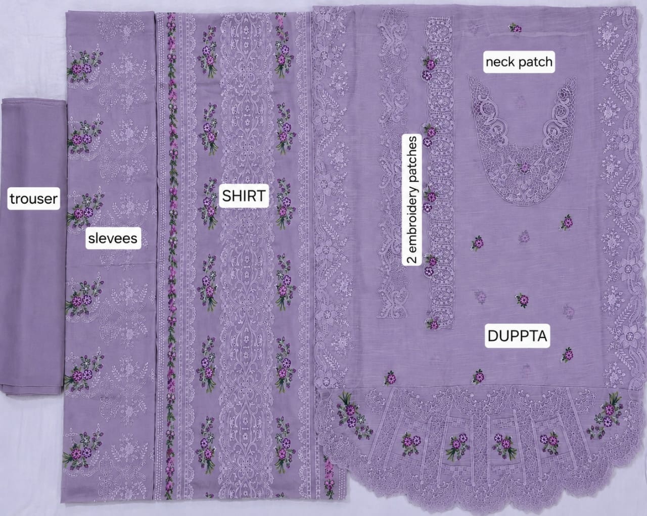 Lavender Noor – Premium Unstitched Embroidered 3 Piece Lawn Suit