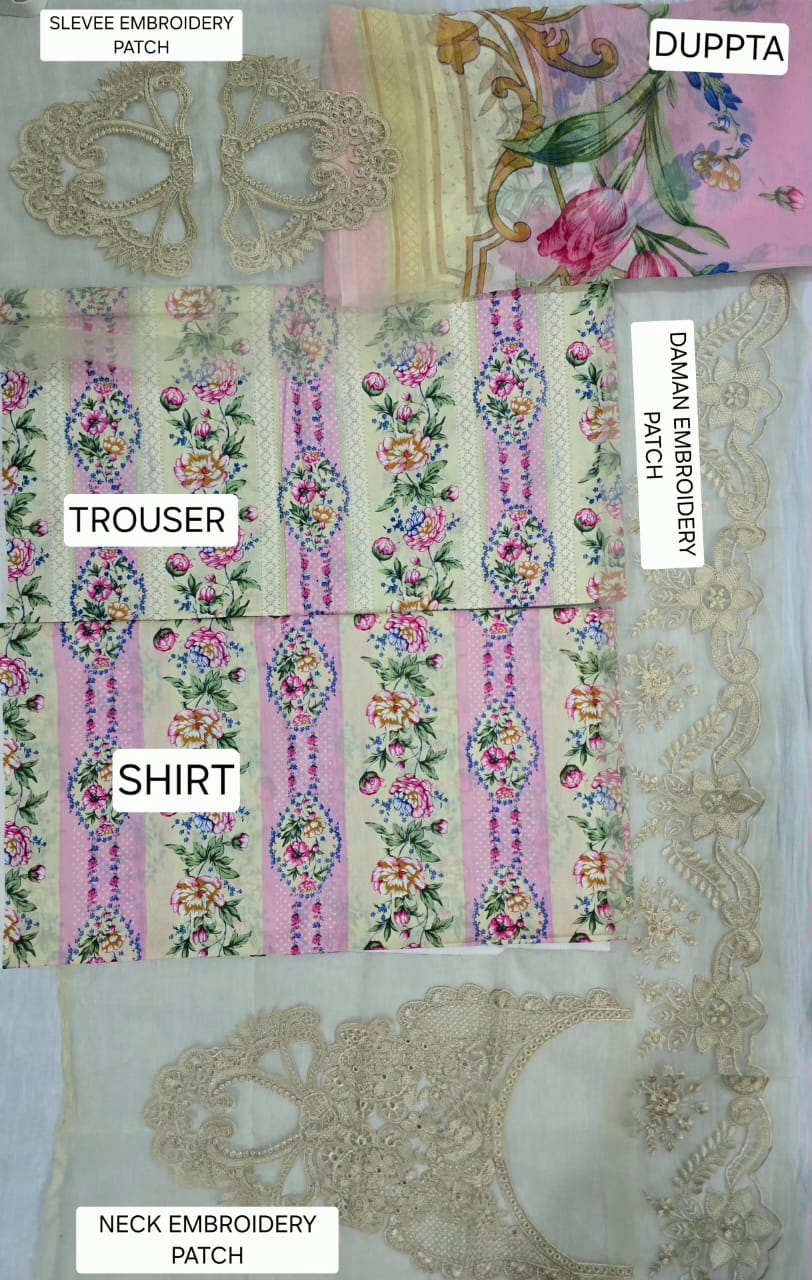 Rosé Jardin – Premium Floral Unstitched 3 Piece Lawn Suit