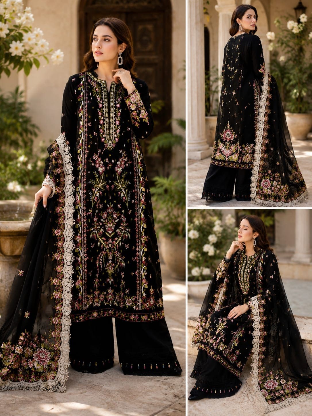 Midnight Bloom Unstitched Embroidered 3-Piece Lawn Suit