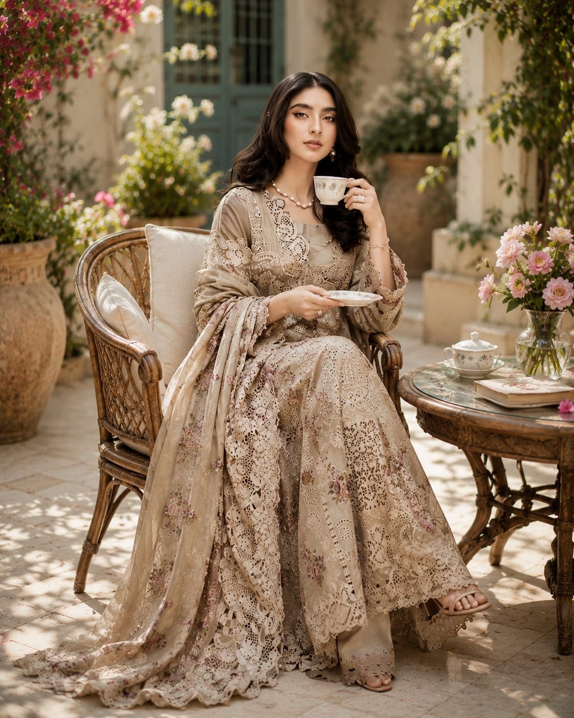 Blush Ivory Bloom Unstitched Embroidered Lawn 3 piece Suit