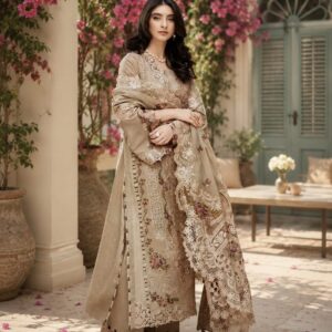 Blush Ivory Bloom Unstitched Embroidered Lawn 3 piece Suit