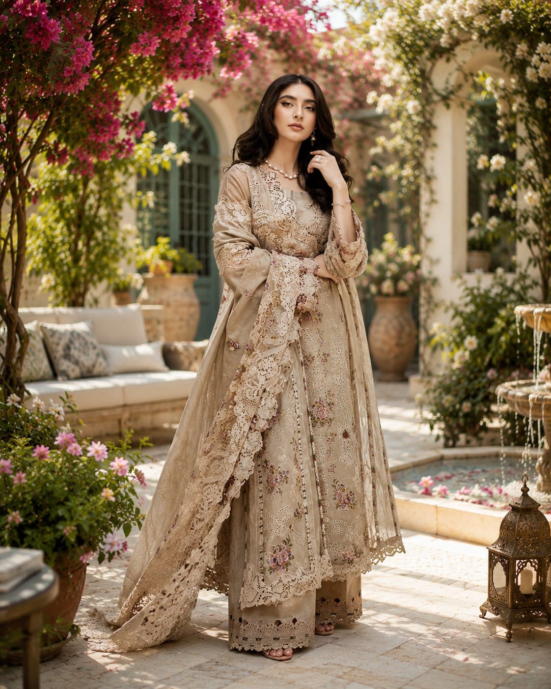 Blush Ivory Bloom Unstitched Embroidered Lawn 3 piece Suit