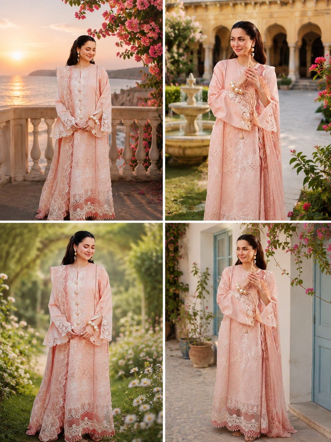 Rosé Chantilly Unstitched Embroidered Lawn 3 Piece Suit