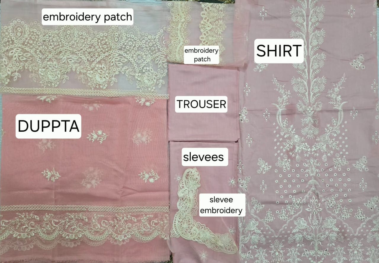 Rosé Chantilly Unstitched Embroidered Lawn 3 Piece Suit