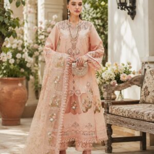 Peach Blossom Grace Unstitched Embroidered 3 Piece Lawn Suit