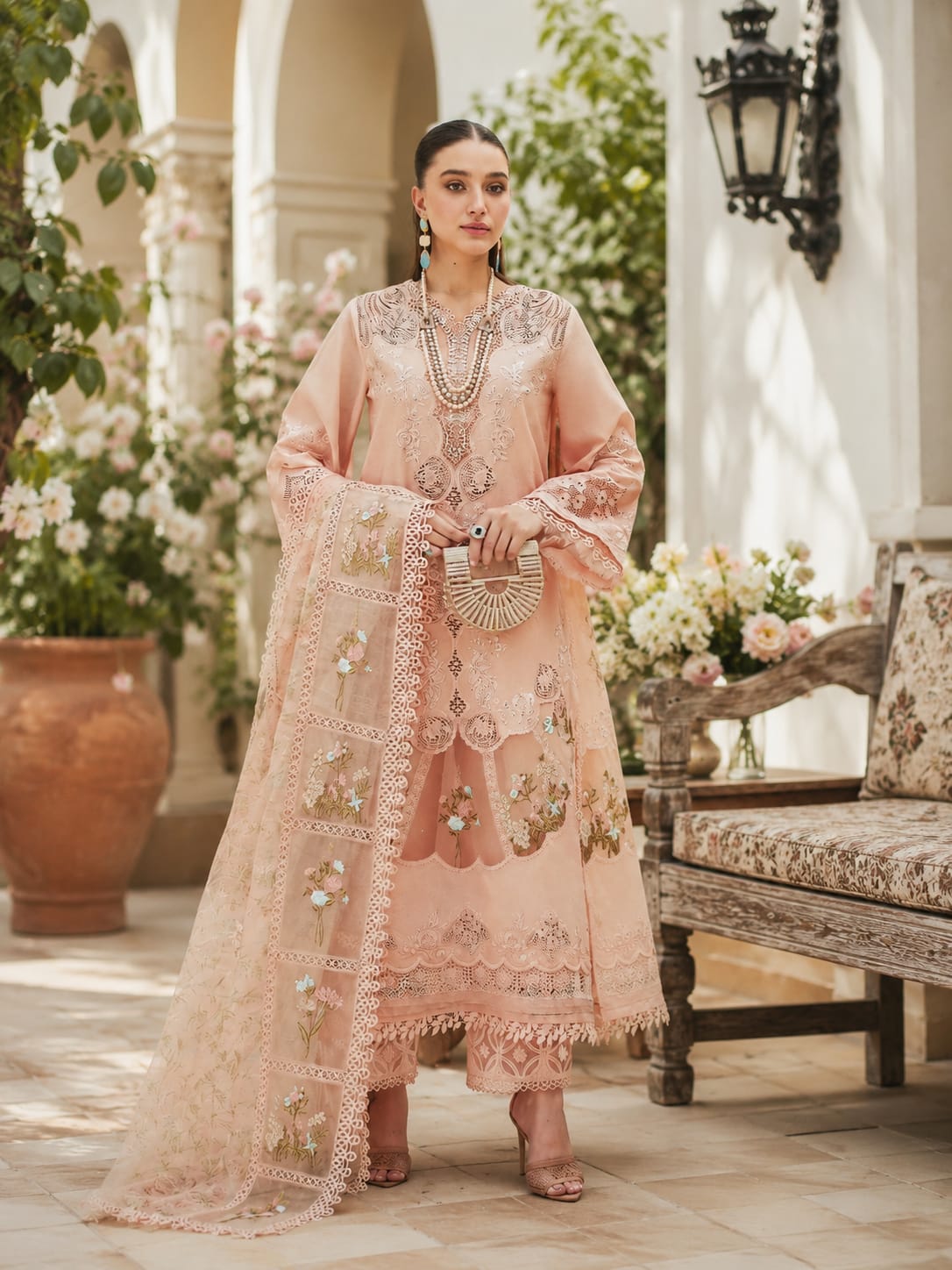 Peach Blossom Grace Unstitched Embroidered 3 Piece Lawn Suit