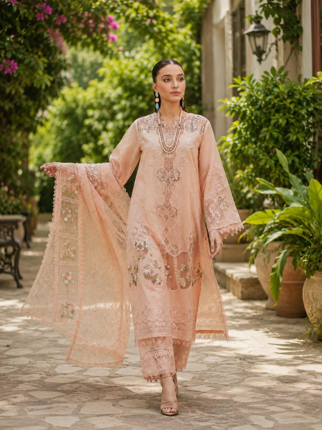 Peach Blossom Grace Unstitched Embroidered 3 Piece Lawn Suit