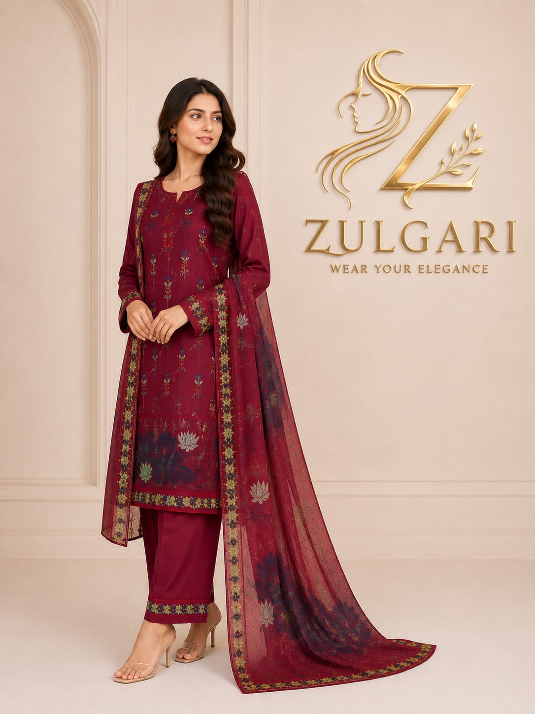 Crimson Royale – Premium Embroidered Lawn Collection