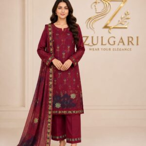 Crimson Royale – Premium Embroidered Lawn Collection