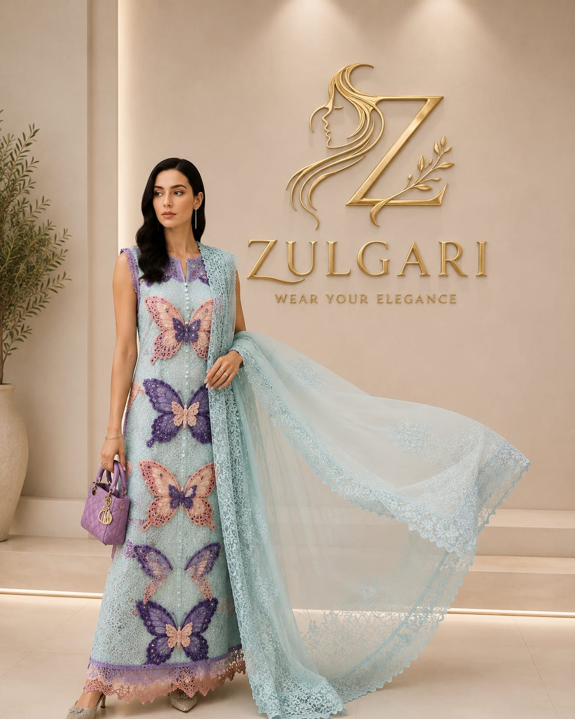 Butterfly Whisper – Premium Embroidered Lawn Collection