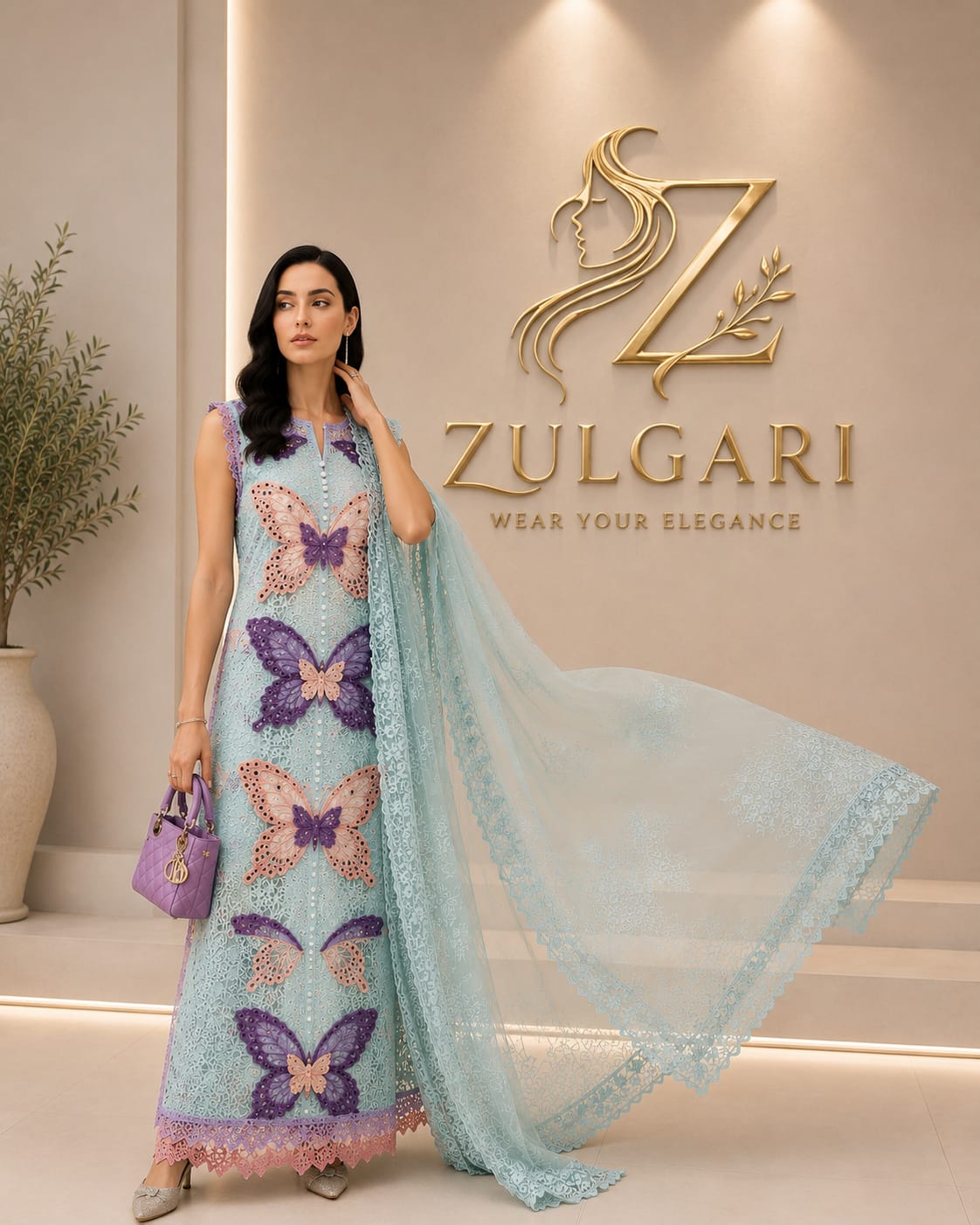 Butterfly Whisper – Premium Embroidered Lawn Collection