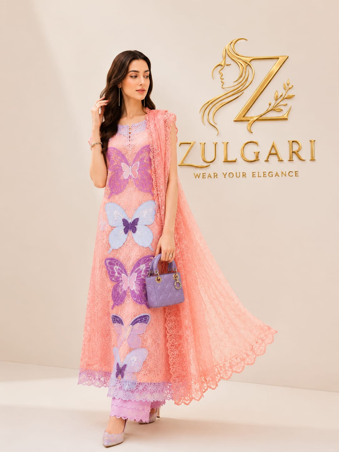 Blush Butterfly – Premium Embroidered Lawn Collection