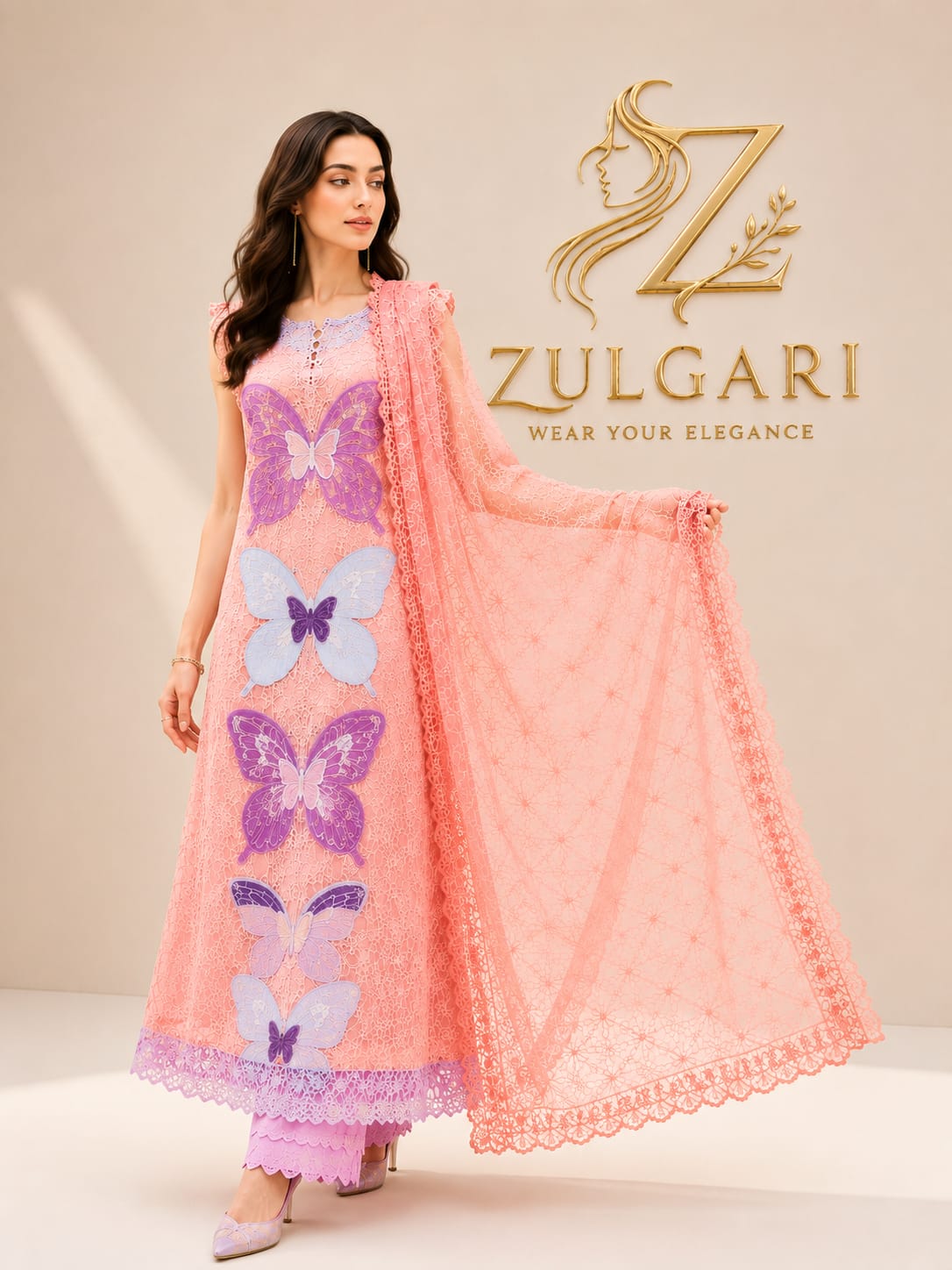 Blush Butterfly – Premium Embroidered Lawn Collection