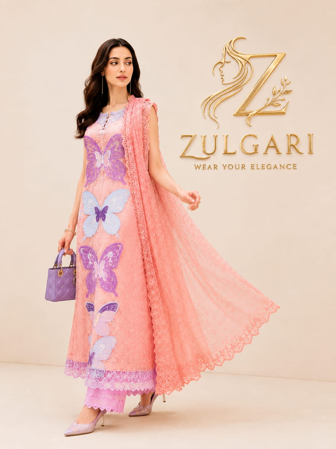 Blush Butterfly – Premium Embroidered Lawn Collection