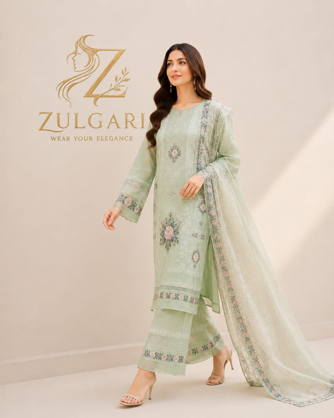 Mint Blossom – Premium Embroidered Lawn Collection