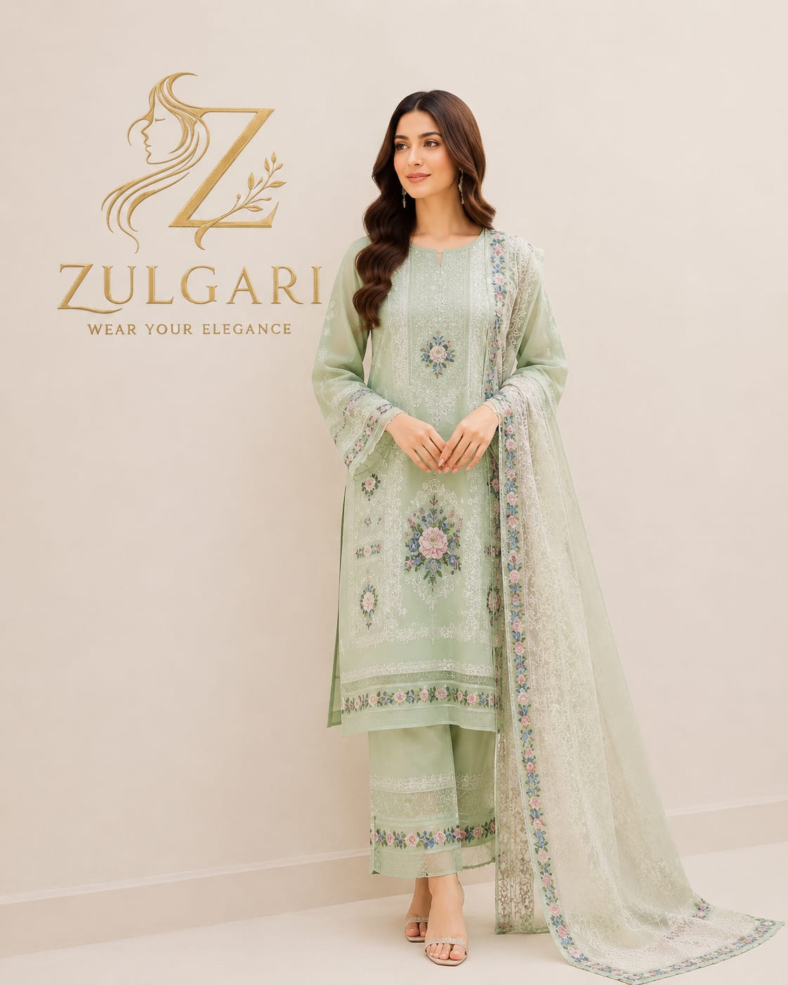Mint Blossom – Premium Embroidered Lawn Collection