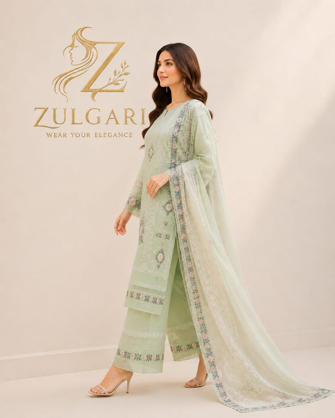 Mint Blossom – Premium Embroidered Lawn Collection